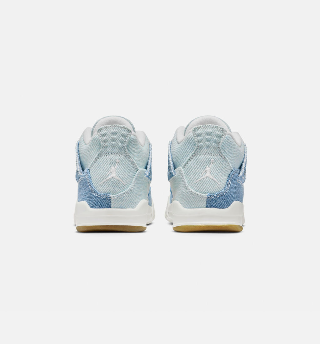 Air Jordan 4 Retro "Worn Blue" Preschool Lifestyle Shoes – Sail/Worn Blue/Metallic Gold