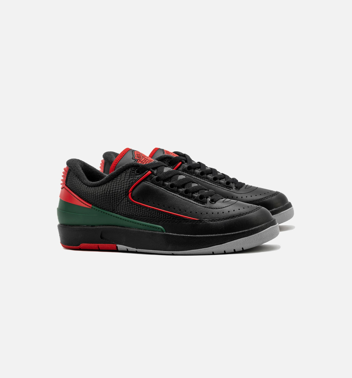 Air Jordan 2 Retro Low "Christmas" Grade School Lifestyle Shoes – Black/Fire Red/Cement Grey