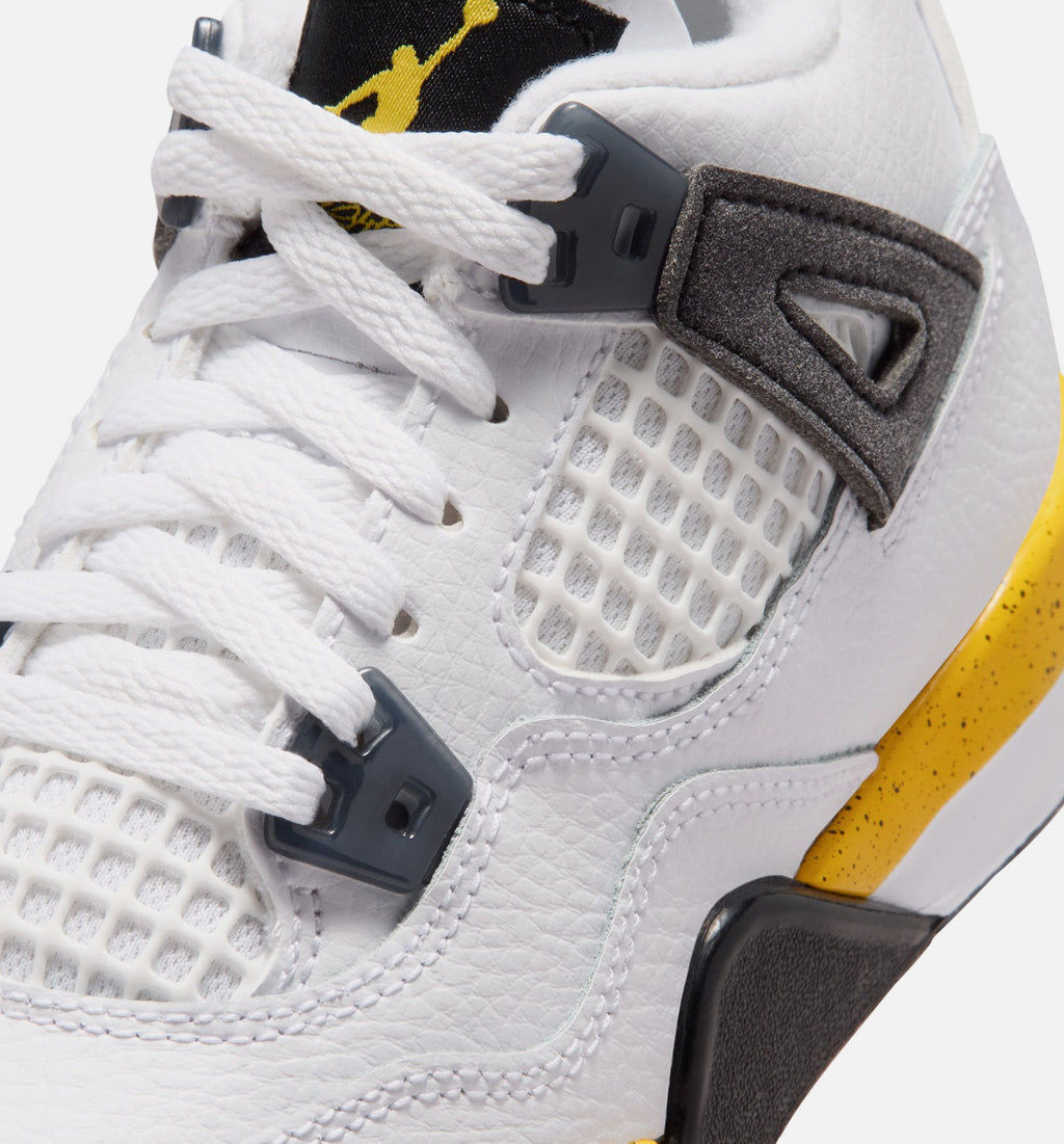 Air Jordan 4 Retro "Rare Air" Tour Yellow Preschool Lifestyle Shoes – White/Dark Blue Grey/Black/Tour Yellow