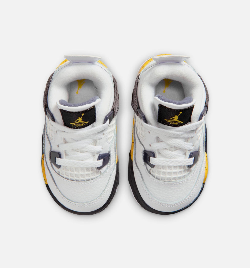 Air Jordan 4 Retro "Rare Air" Tour Yellow Infant/Toddler Lifestyle Shoes – White/Dark Blue Grey/Black/Tour Yellow