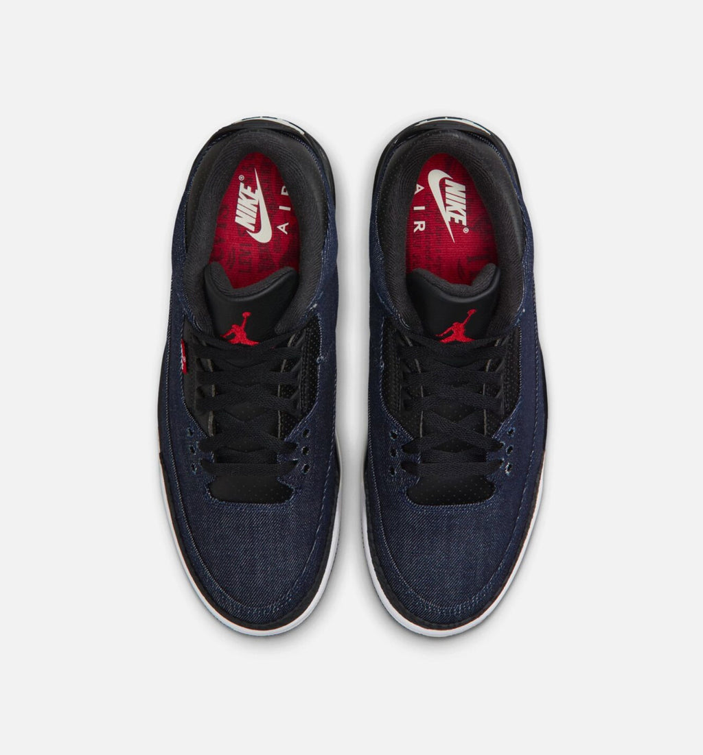Air Jordan 3 x Levi's Indigo and Gym Red Men's Lifestyle Shoes – Denim/Black/Sail